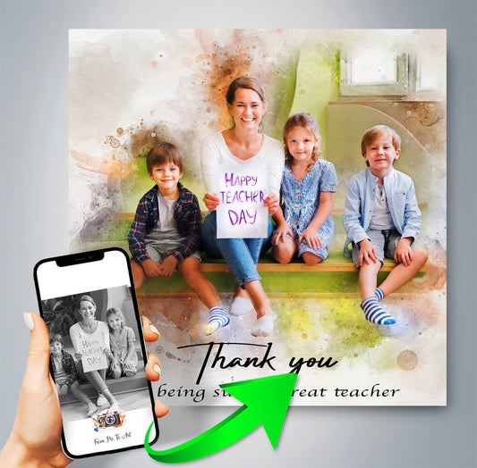 A Custom Portrait Painting is a great Personalized Teacher Gifts - FromPicToArt