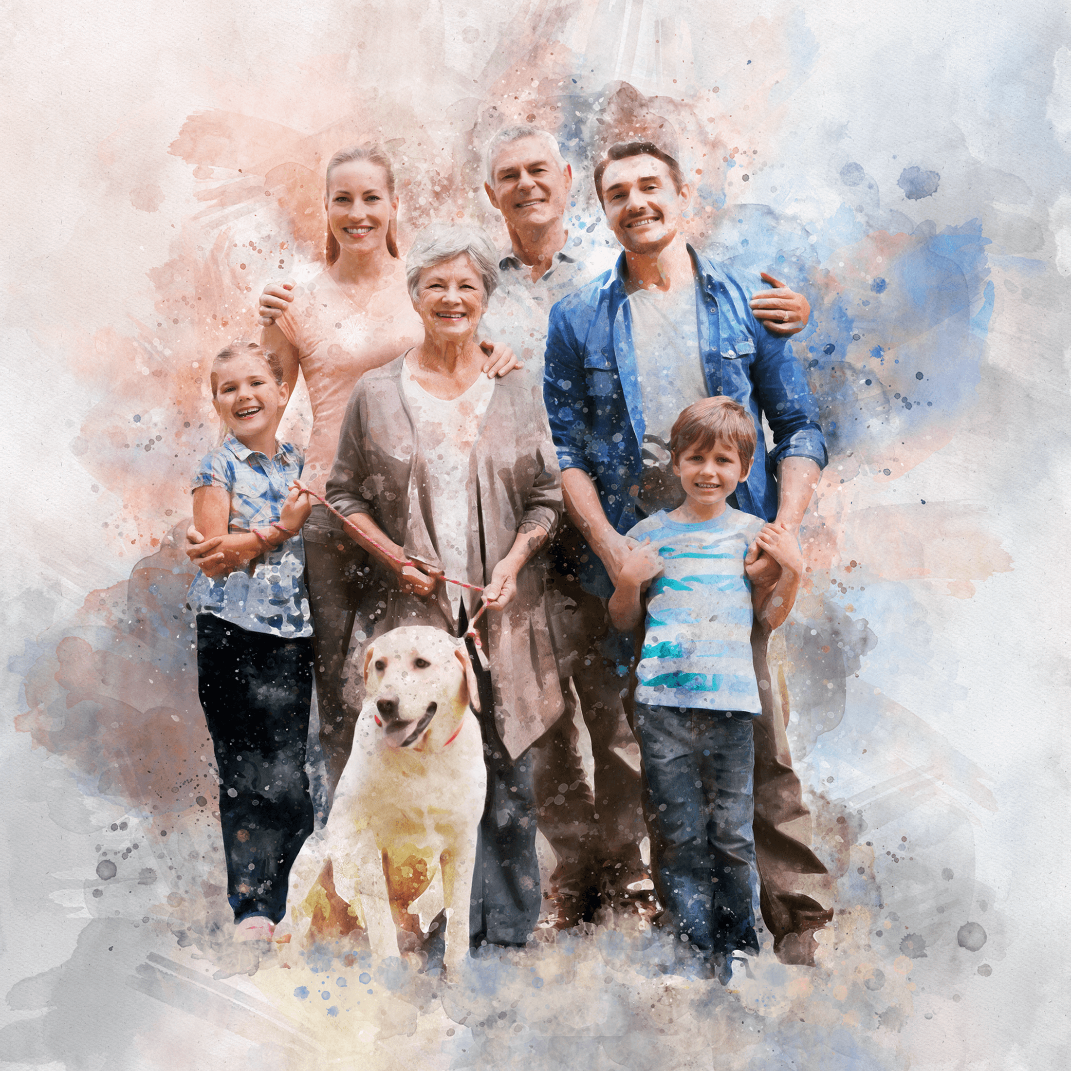 Hot Custom Hand-painted Family portrait，Custom painting from photo，Family portrait painting，Turn photos into painting，