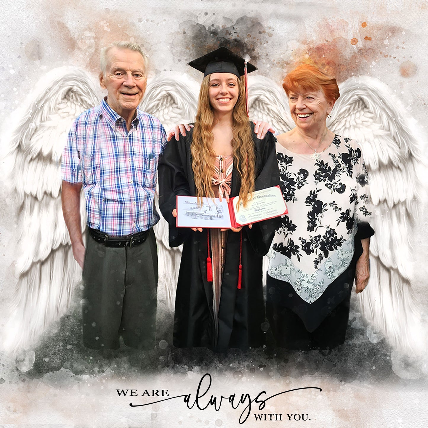 🌈 Custom Angel Portrait 🕯️ Angel Wings painting of your Loved one as an Angel🕊️ - FromPicToArt