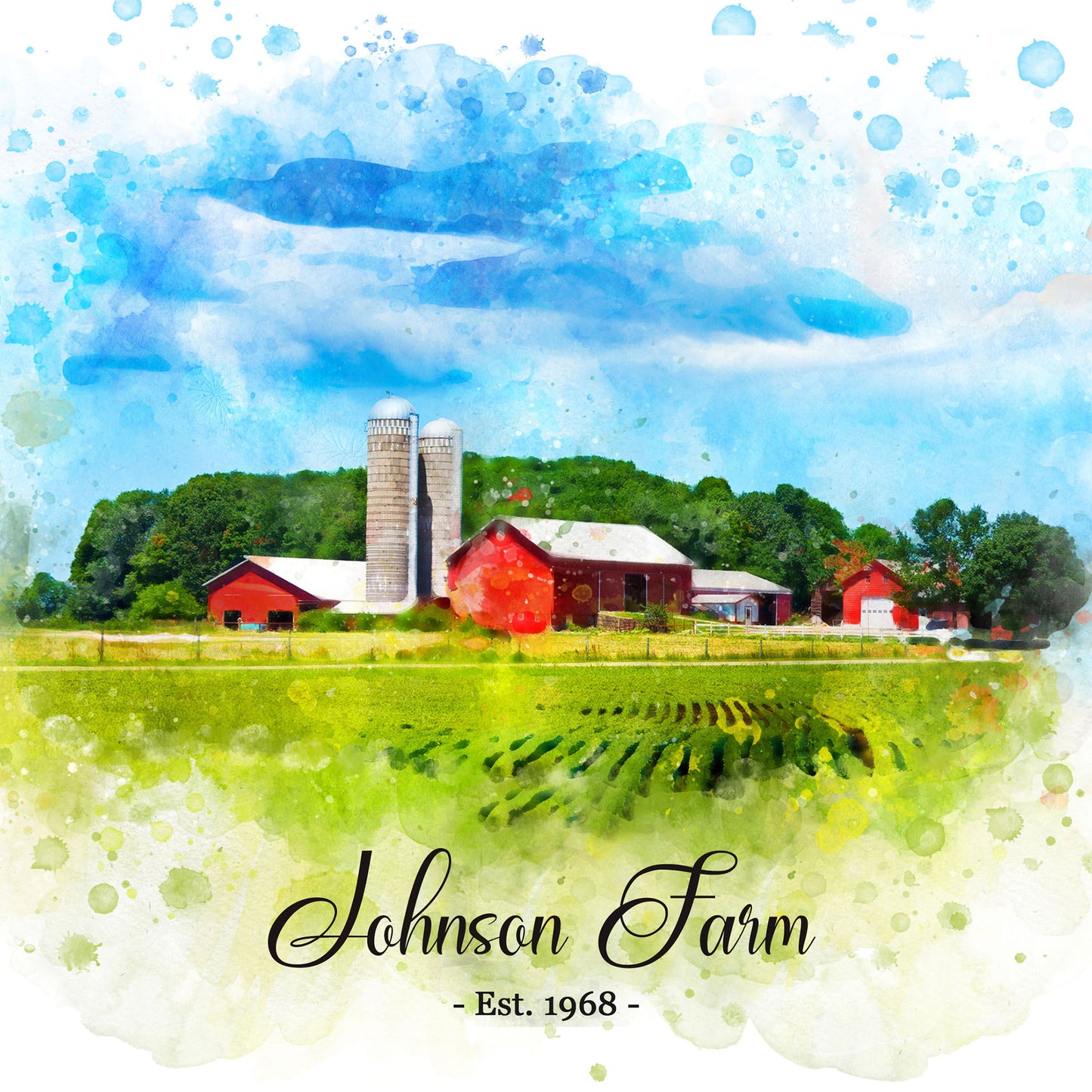Farmhouse watercolor Portrait Painting from Photo