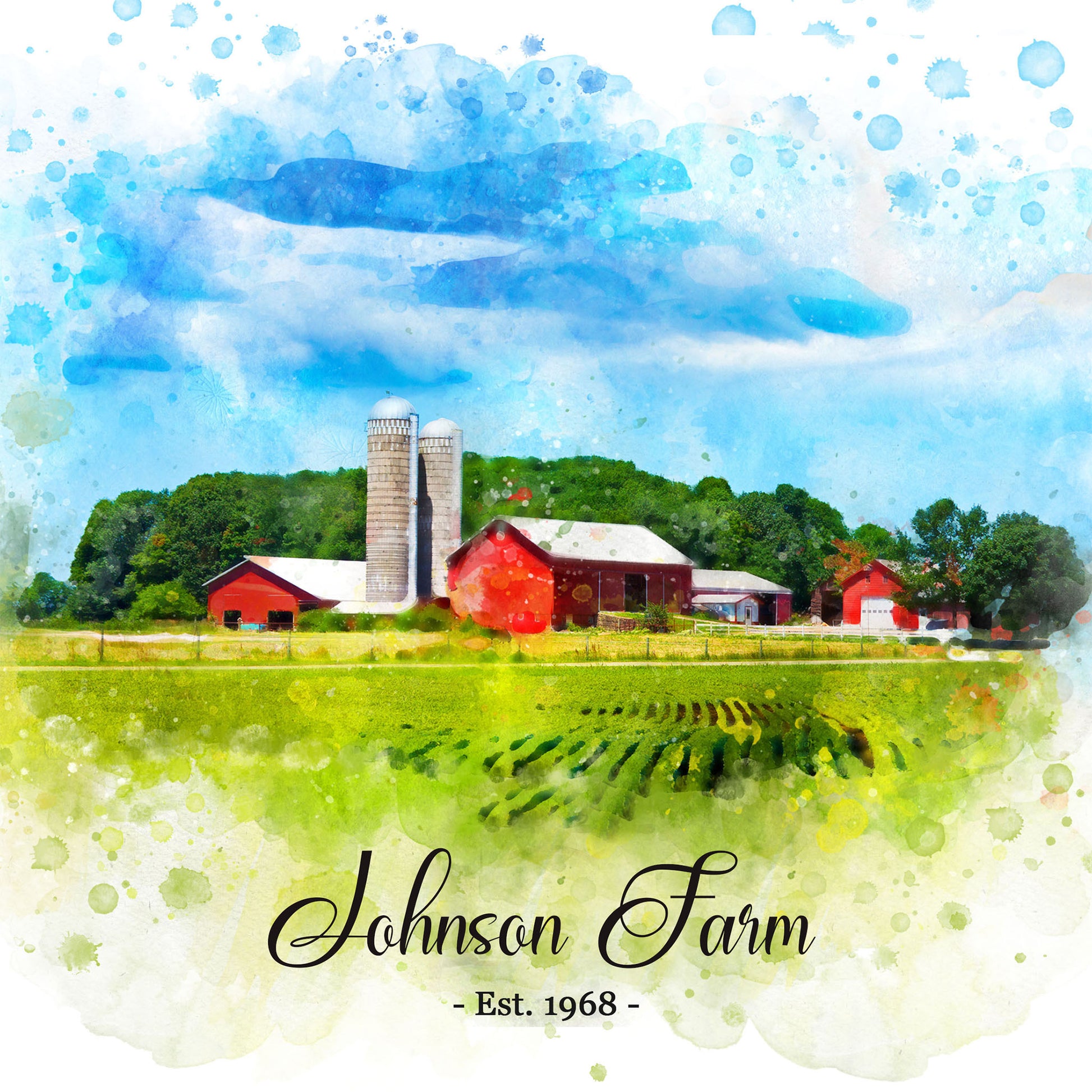 Farmhouse watercolor Portrait Painting from Photo