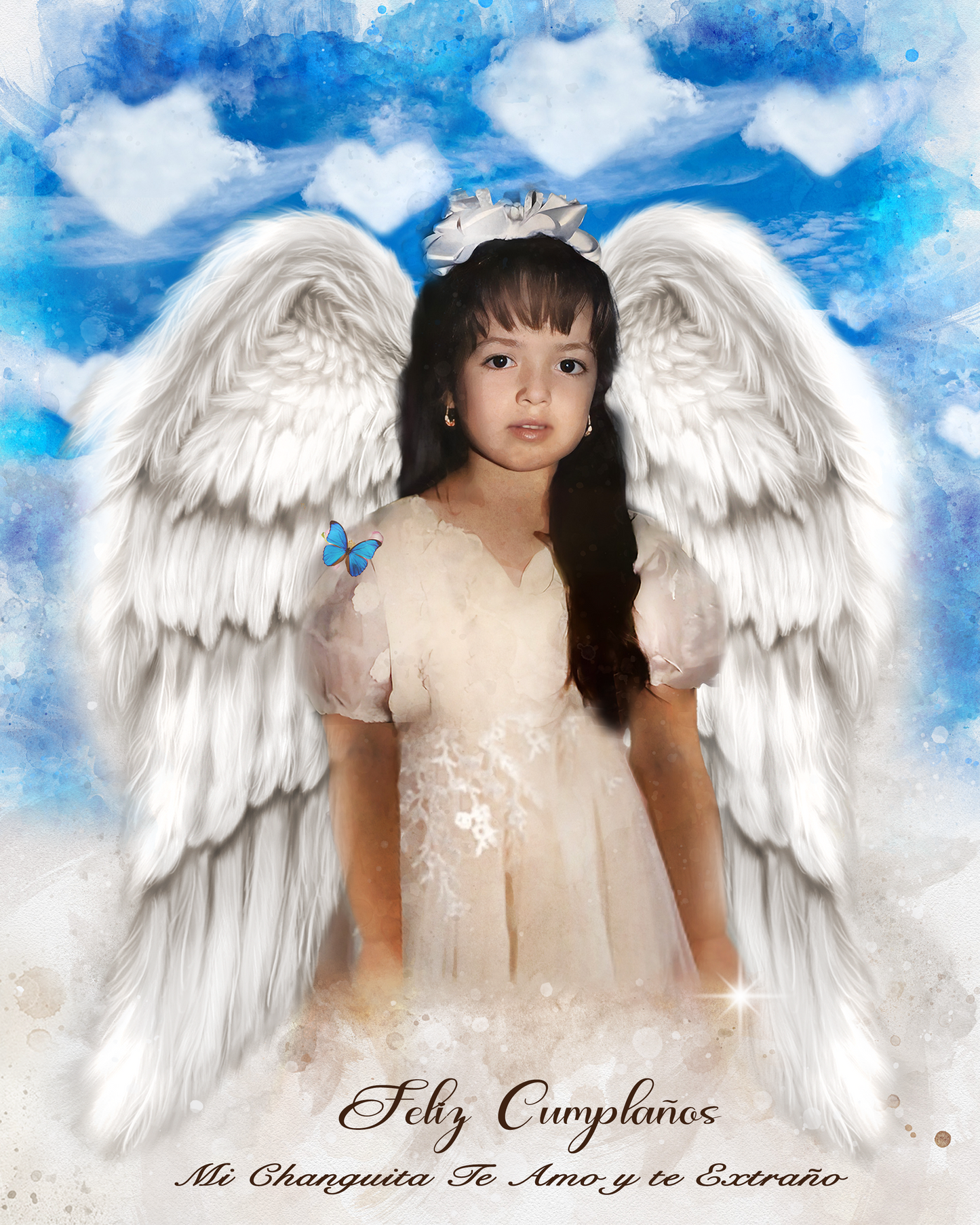 🌈 Custom Angel Portrait 🕯️ Angel Wings painting of your Loved one as an Angel🕊️.