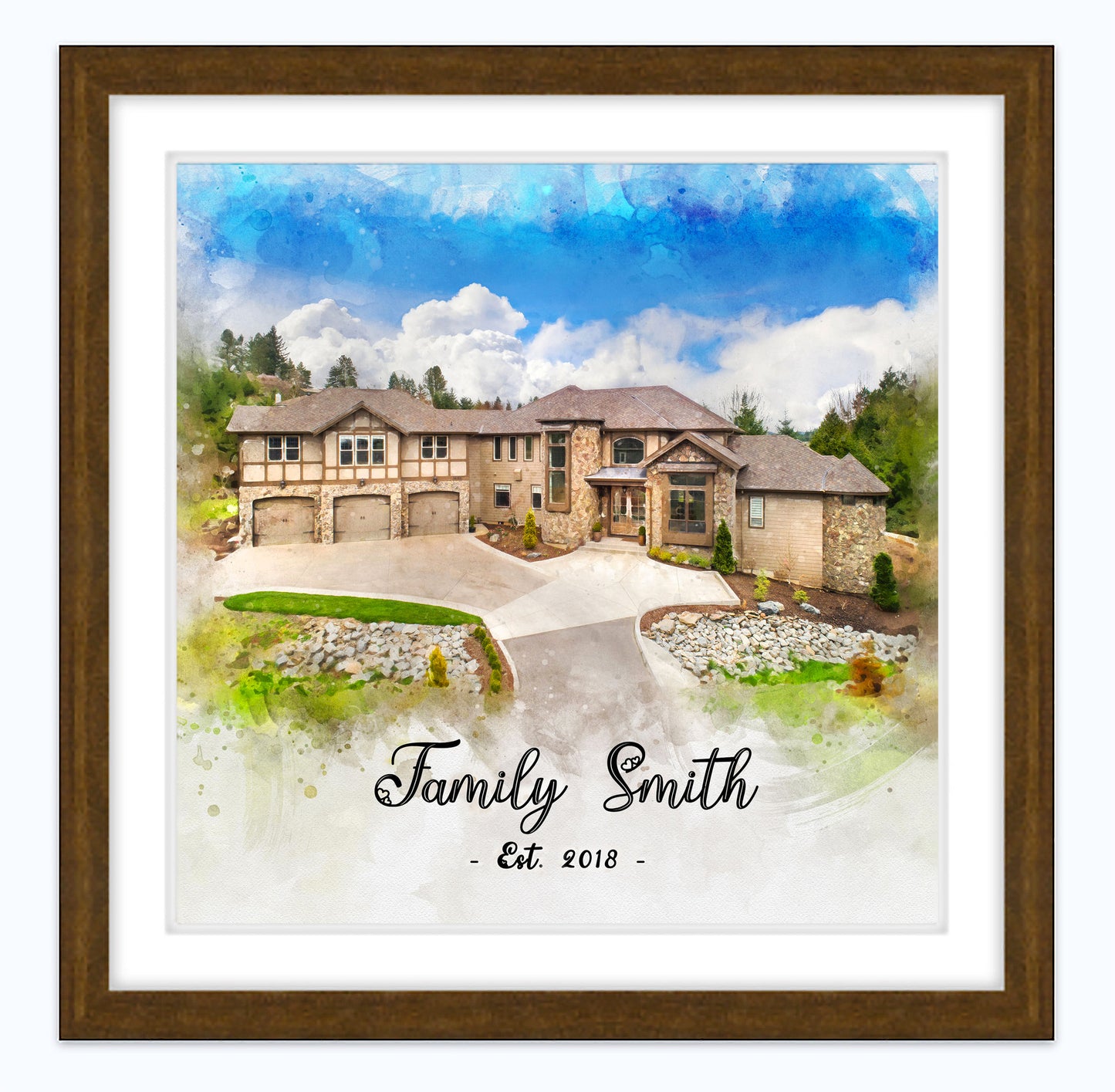 New House Gifts | New Home Gifts | Personalized Home Portrait From Photo | Gifts from Real Estate Agents | Realtor Closing gift Ideas - FromPicToArt