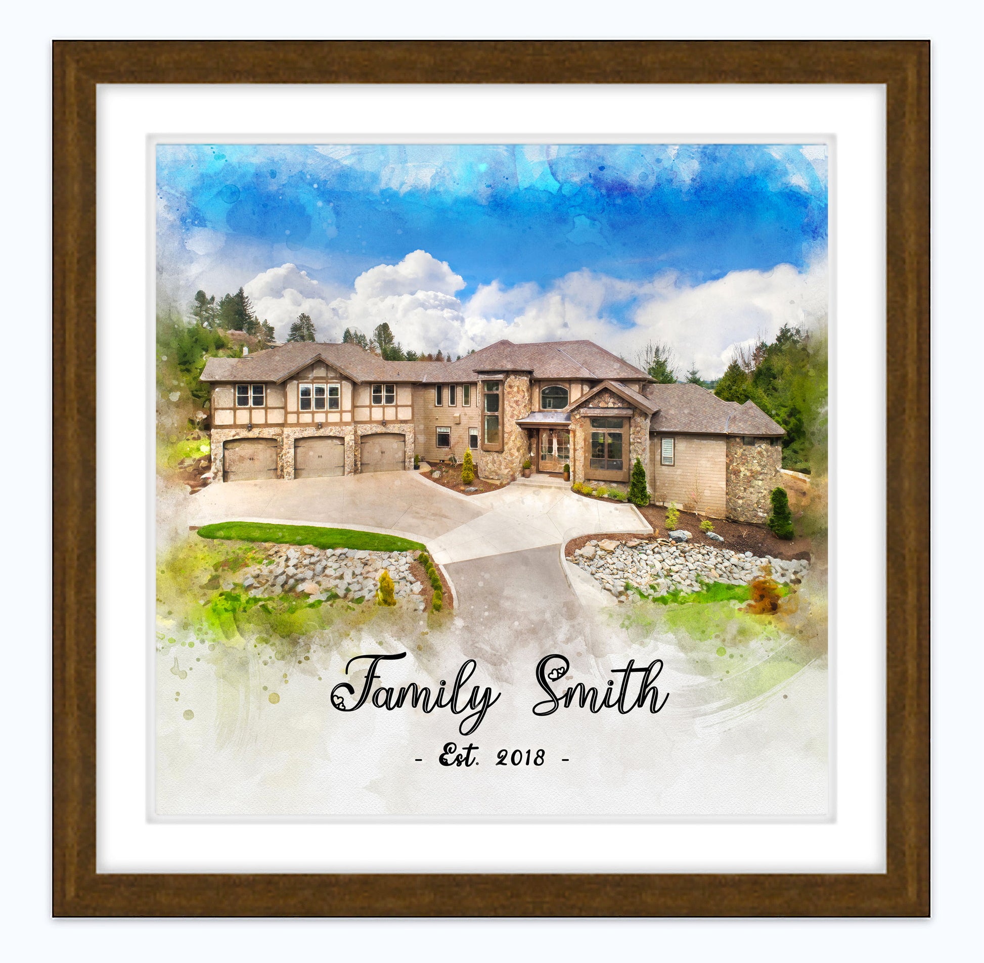 New House Gifts | New Home Gifts | Personalized Home Portrait From Photo | Gifts from Real Estate Agents | Realtor Closing gift Ideas - FromPicToArt