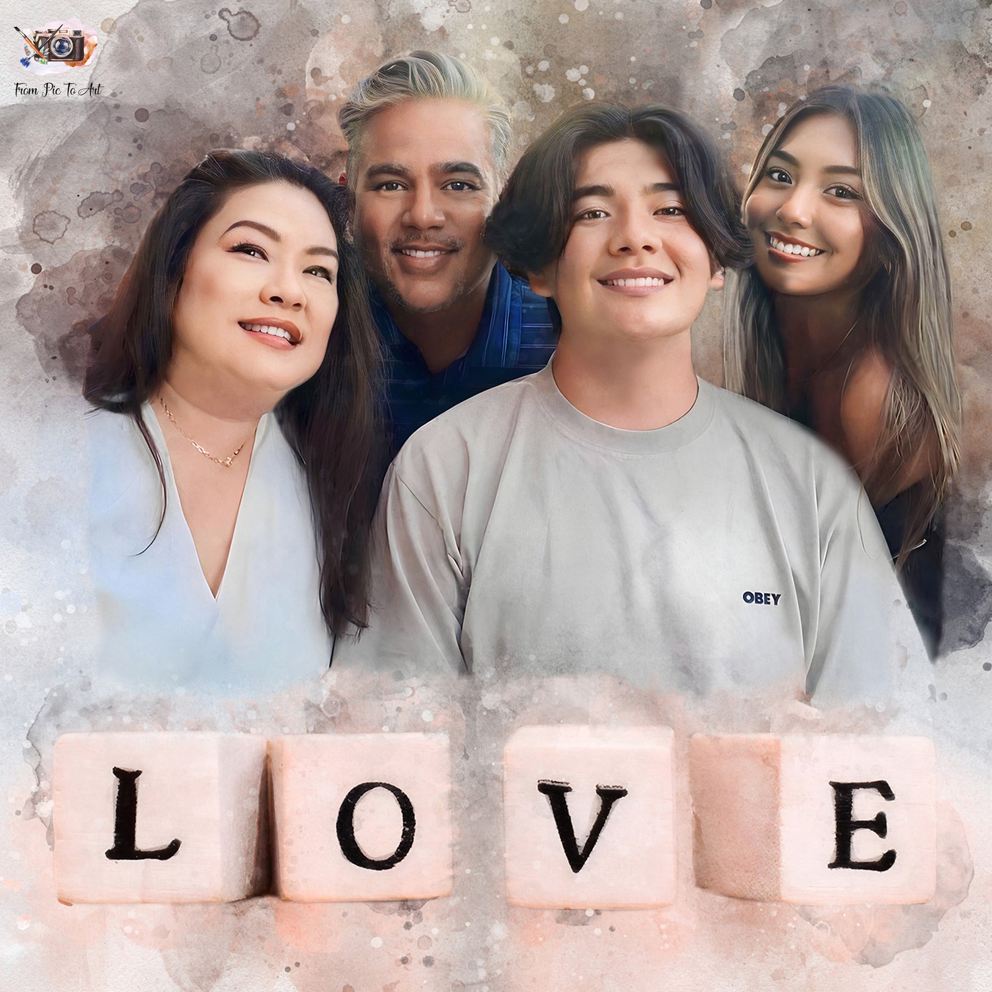 Painting from Photo | Personalized Family Portrait | Custom Family Watercolor Portrait - FromPicToArt