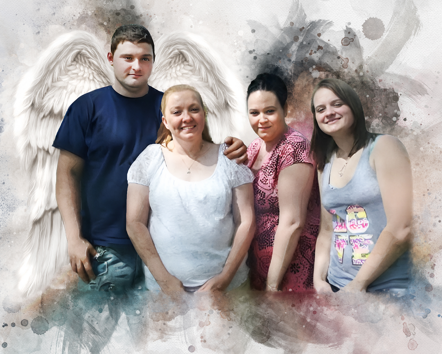 🌈 Custom Angel Portrait 🕯️ Angel Wings painting of your Loved one as an Angel🕊️.