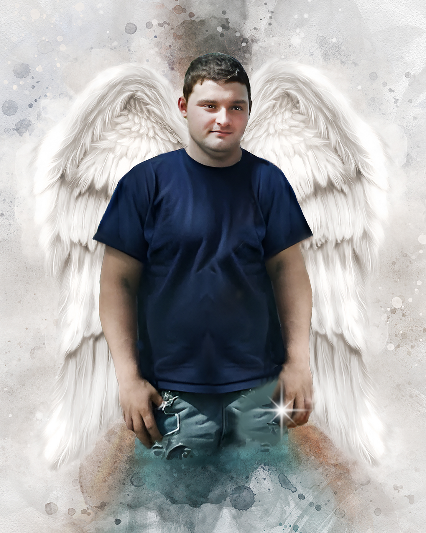 🌈 Custom Angel Portrait 🕯️ Angel Wings painting of your Loved one as an Angel🕊️.