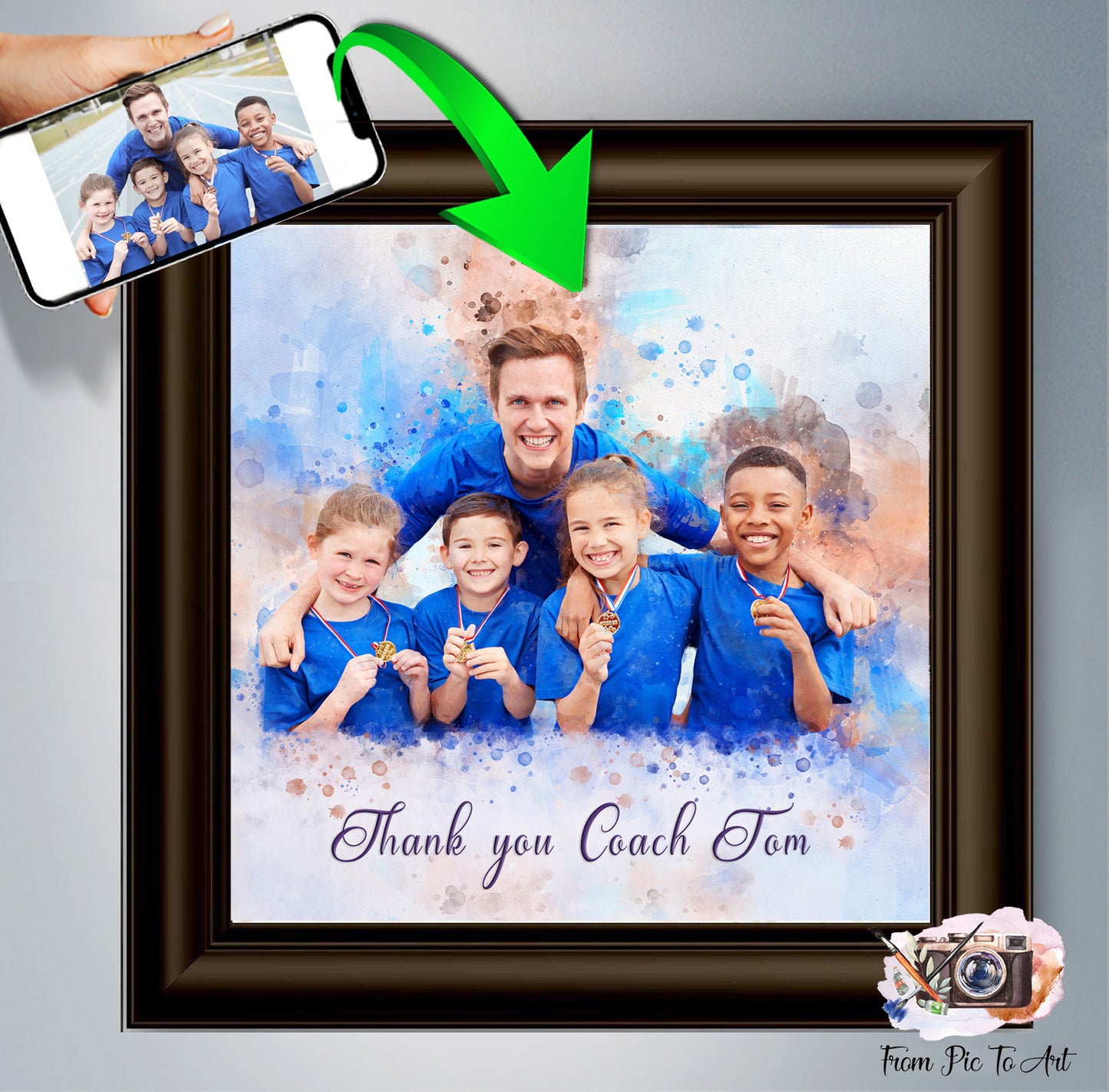 Personalized Sport Poster Portrait, the ideal Coach Gift, perfect for Team Appreciation. FromPicToArt offers custom coaches gifts.jpg