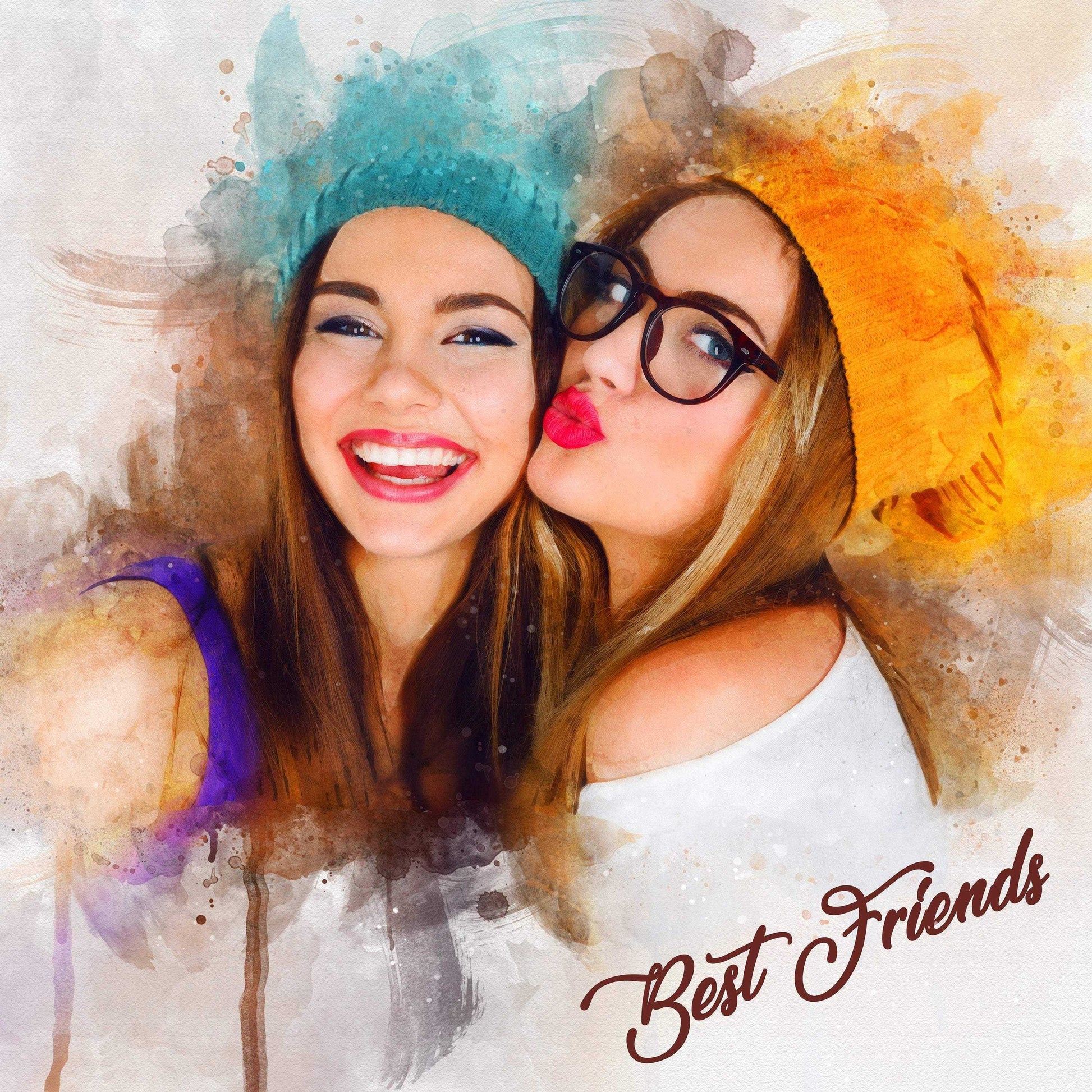 Best Friend Birthday Gift | Best Friend Christmas Gift | Best Friends Portrait from Photo, Best Friend Birthday Gift Ideas | Best Friend Gift Ideas - FromPicToArt