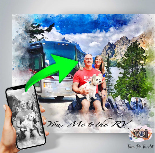 Camping Gifts 🏕️ Camping Gift Ideas for Motorhome Owners and RV Lovers | personalized Spectacular Scenic Camping Portrait | Camping Gift Ideas for Motorhome Owners and RV Lovers | Camping Gift |Motorhome Gift, Custom RV Gift - FromPicToArt