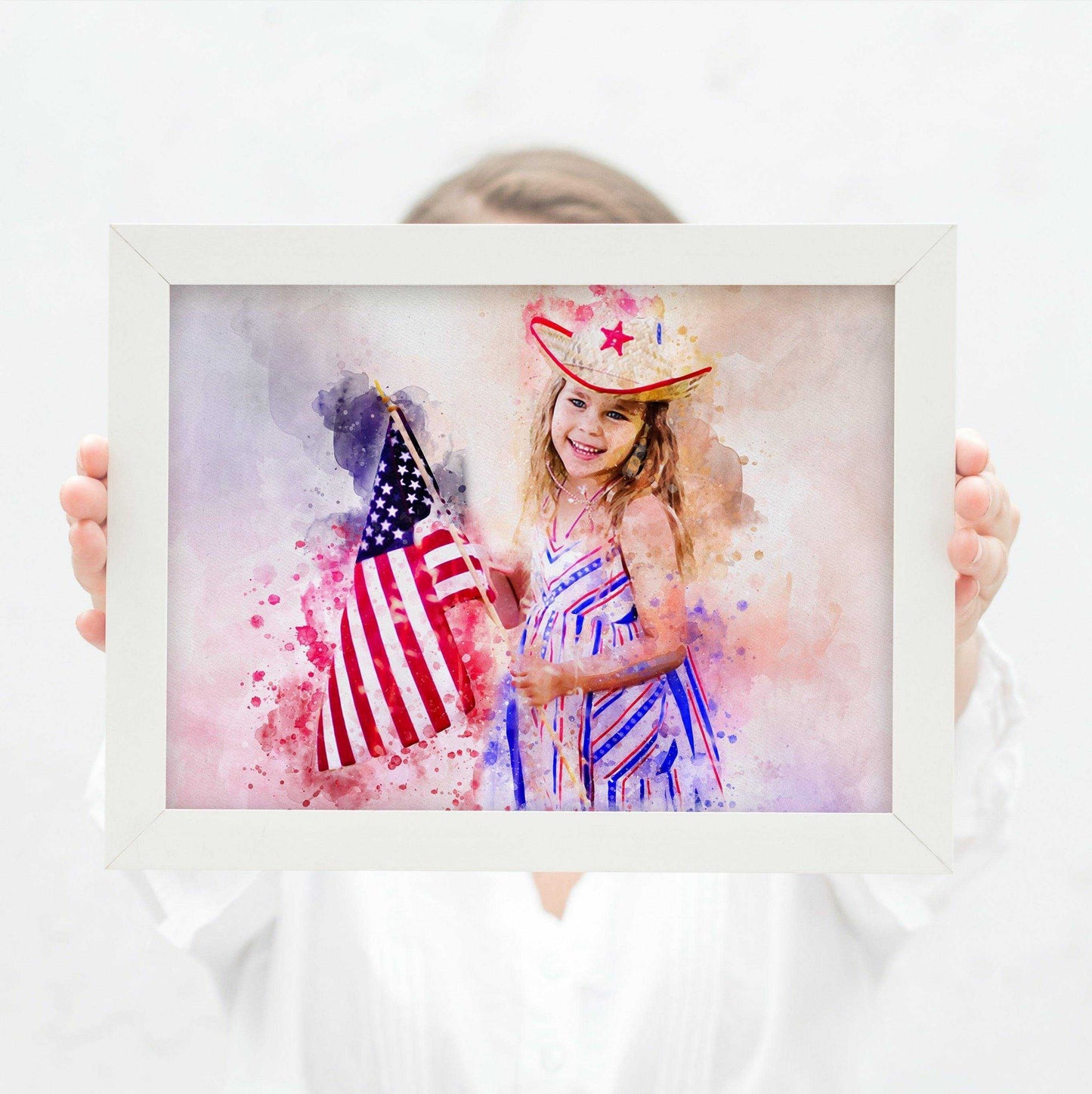 Custom American Flag Painting, American Flag Artwork, Red White Blue Painting from Photo - FromPicToArt