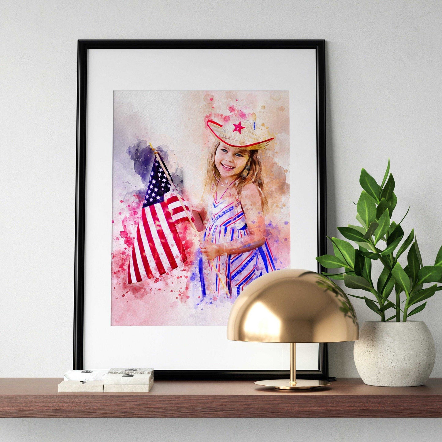 Custom American Flag Painting, American Flag Artwork, Red White Blue Painting from Photo - FromPicToArt
