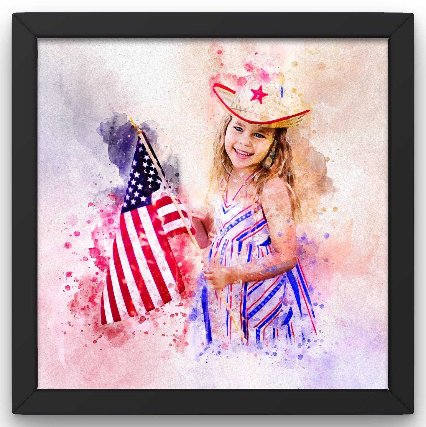 Custom American Flag Painting, American Flag Artwork, Red White Blue Painting from Photo - FromPicToArt