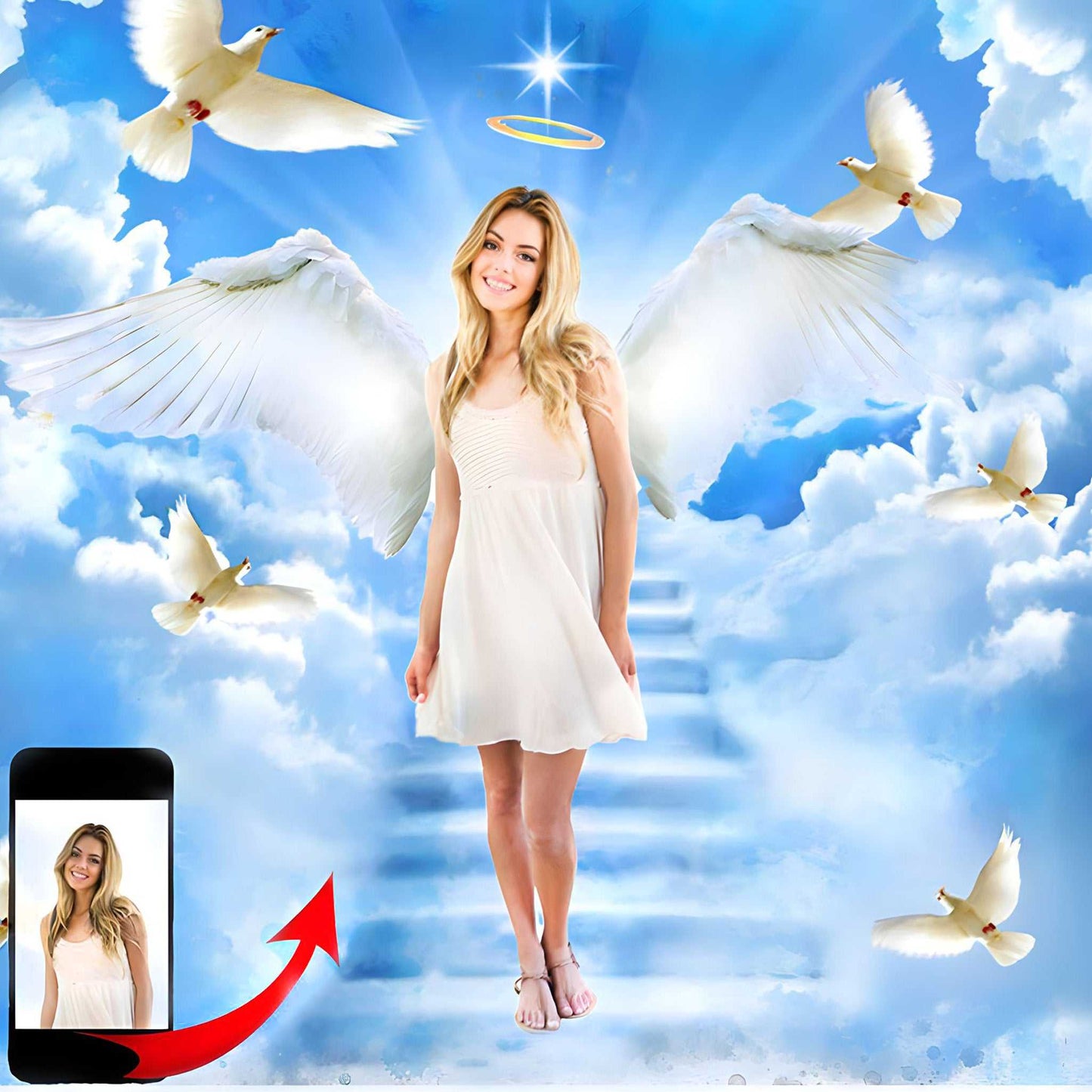🌈 Custom Angel Portrait 🕯️ Angel Wings painting of your Loved one as an Angel🕊️ - FromPicToArt