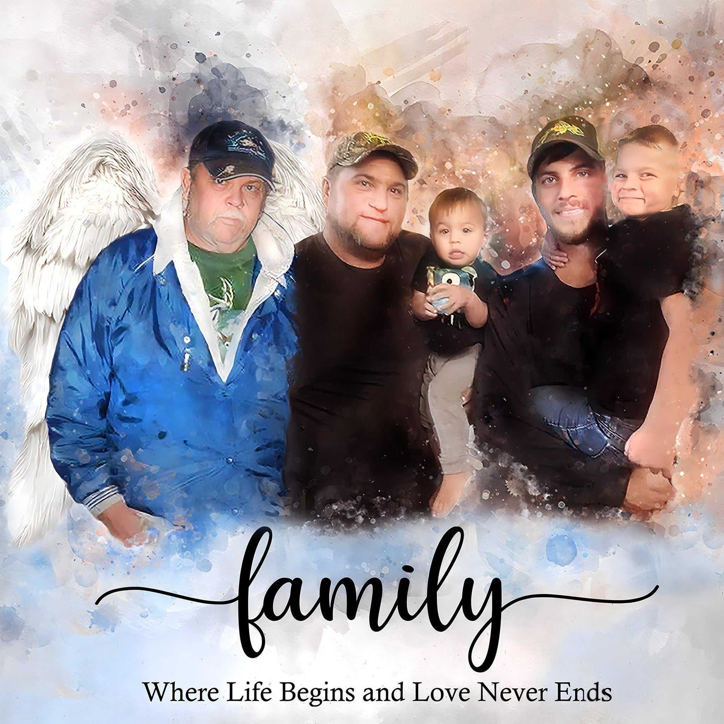 🌈 Custom Angel Portrait 🕯️ Angel Wings painting of your Loved one as an Angel🕊️ - FromPicToArt