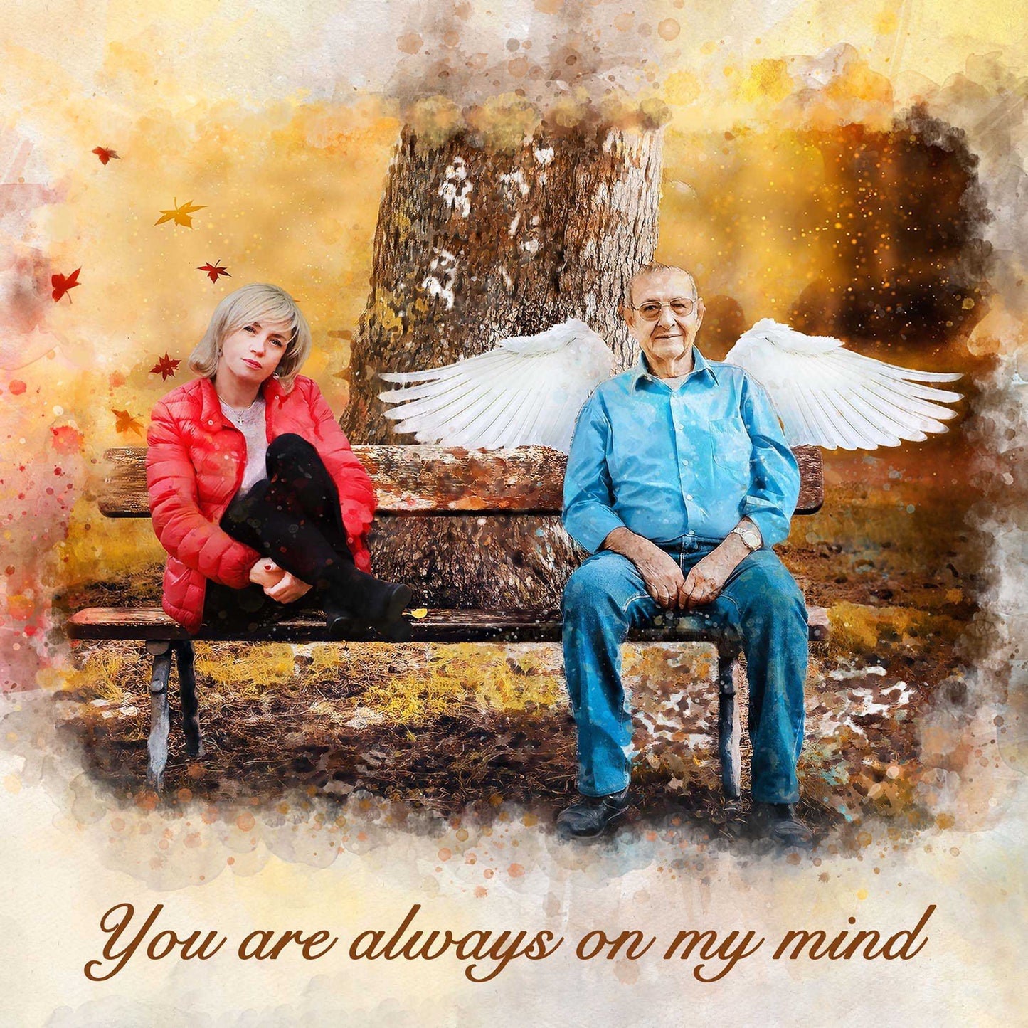 🌈 Custom Angel Portrait 🕯️ Angel Wings painting of your Loved one as an Angel🕊️ - FromPicToArt