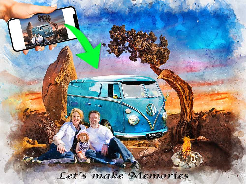 Custom Camping Gift Ideas | Personalized Portraits | Wall Decor for RV Lovers - FromPicToArt