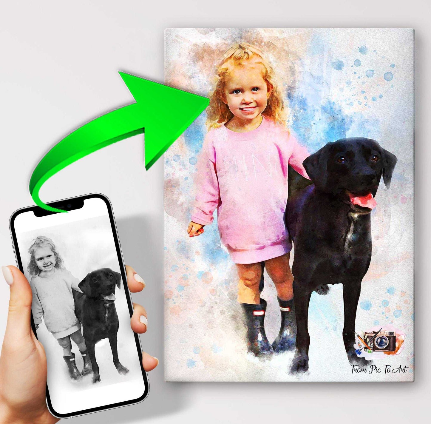 Custom Dog Memorial Gifts | Personalized Dog Loss Gifts | Custom Dog Portrait from Photo - FromPicToArt
