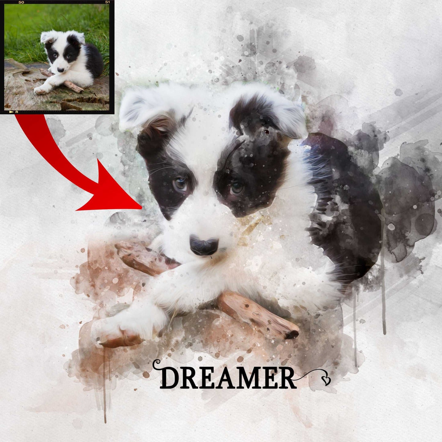 Custom Dog Memorial Gifts | Personalized Dog Loss Gifts | Custom Dog Portrait from Photo - FromPicToArt