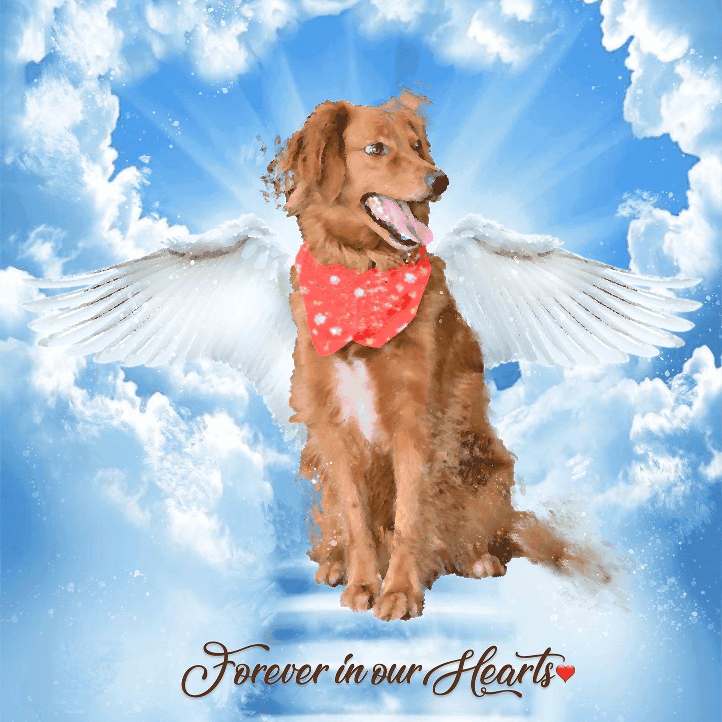 Custom Dog with Angel Wings Painting | Personalized Dog Portraits | Pet Portrait with Angel Wings | Add Wings and Halo to Dog - FromPicToArt