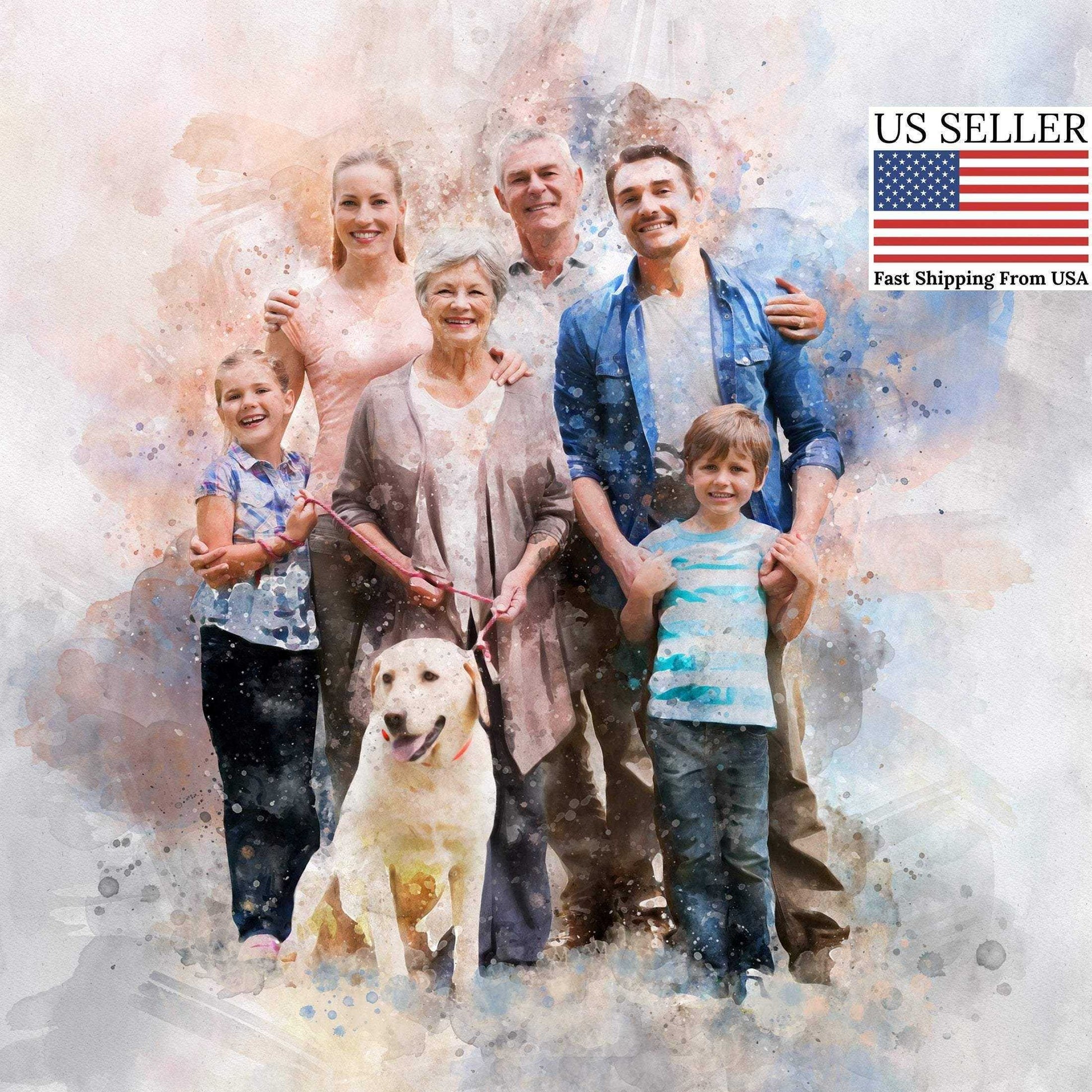CUSTOM FAMILY PAINTING on Canvas, Personalized Family Portrait, Custom Portrait from Photo, Unique Gift - FromPicToArt