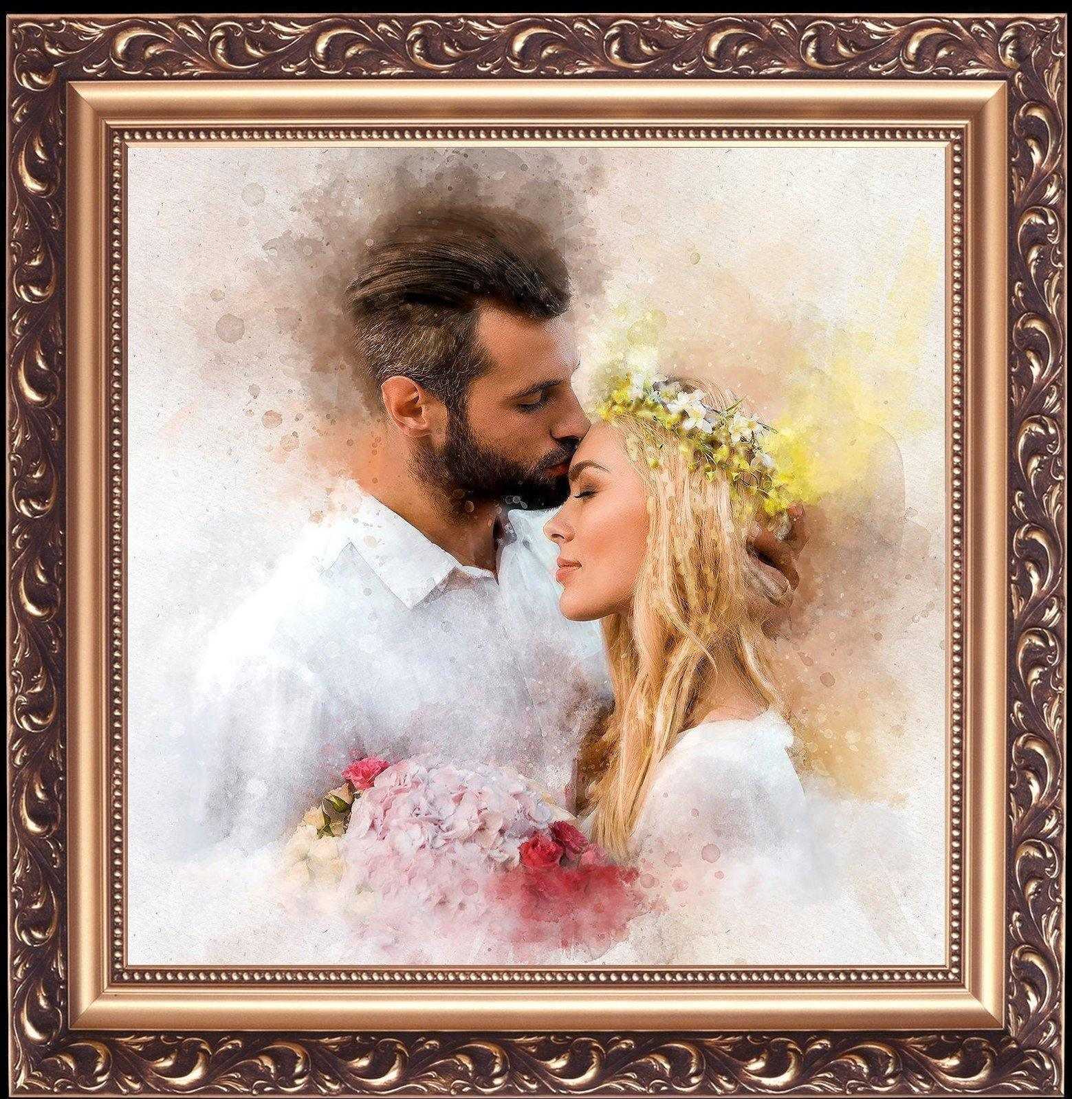 Custom Family Portrait Painting, Personalized Family Portrait on Framed Canvas - FromPicToArt