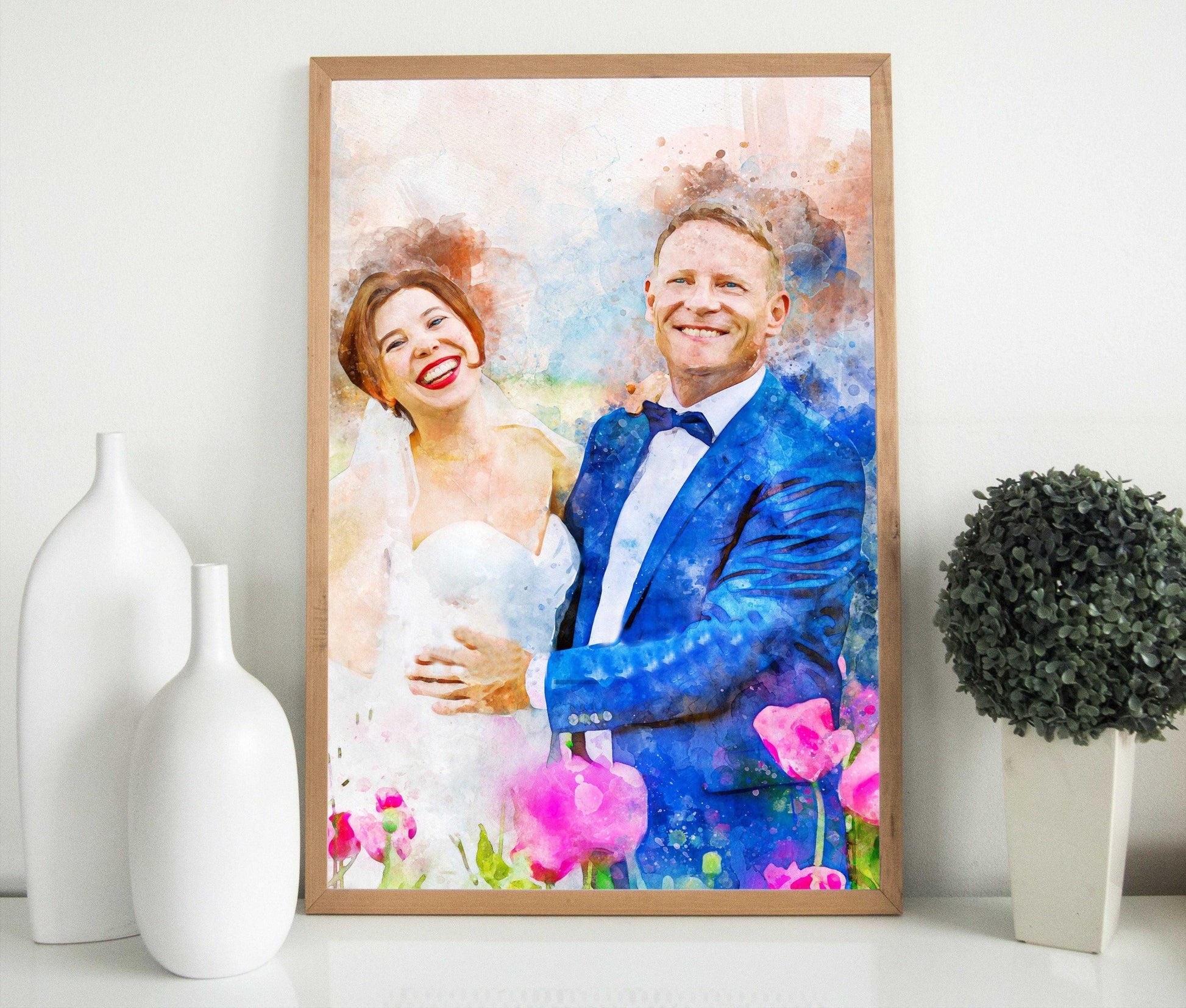 Custom Family Portrait Painting, Personalized Family Portrait on Framed Canvas - FromPicToArt