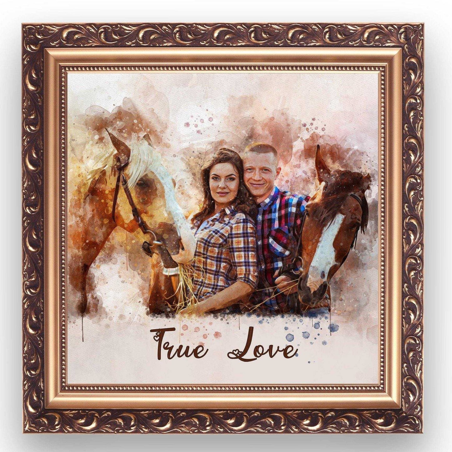 Custom Gift for Horse Lovers | Personalized Painted Horse Portrait on Canvas | From Photo to Painting - FromPicToArt
