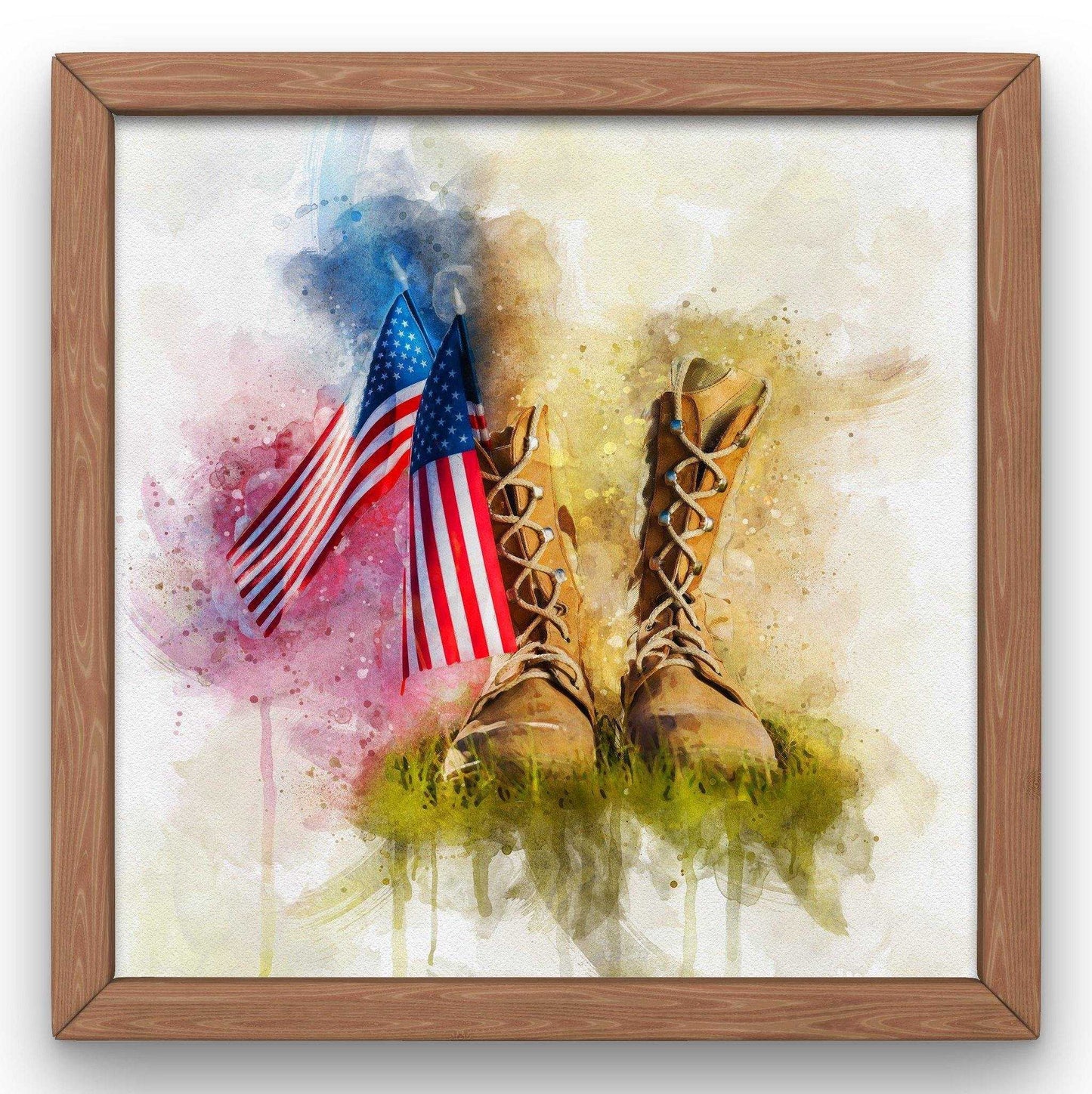 Custom Gifts for Soldier, Custom Painting from Photo, US Flag Art, Patriotic US Flag Painting with Stars and Stripes - FromPicToArt