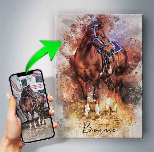 Custom Horse Art | Personalized Horse Paintings on Canvas | Personalized Horse Portrait - FromPicToArt
