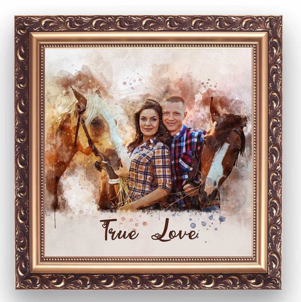 Custom Horse Painting| Personalized Horse Painting on Stretched Canvas - FromPicToArt