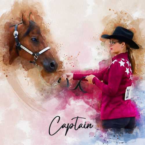 Custom Horse Paintings for Sale | Personalized Painted Horse Portrait from Photo - FromPicToArt