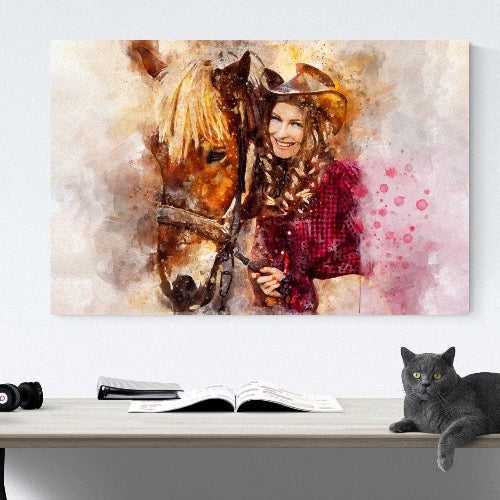 Custom Horse Paintings for Sale | Personalized Painted Horse Portrait from Photo - FromPicToArt