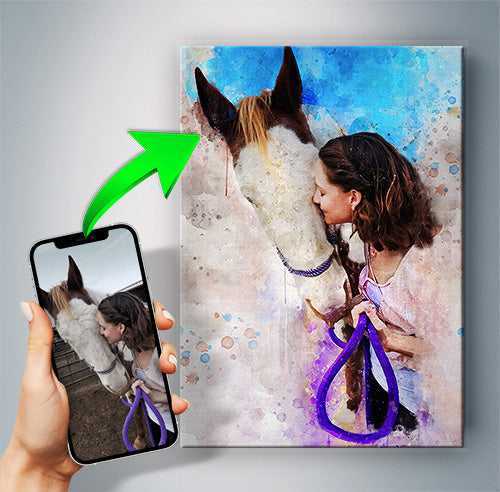 Custom Horse Wall Art | Personalized Horse Portraits | Custom Horse Paintings on Canvas - FromPicToArt