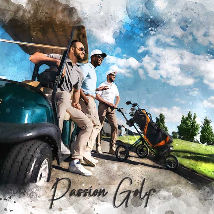 Custom Painted Golfer Portraits | Golfers in Action Paintings on Canvas - FromPicToArt