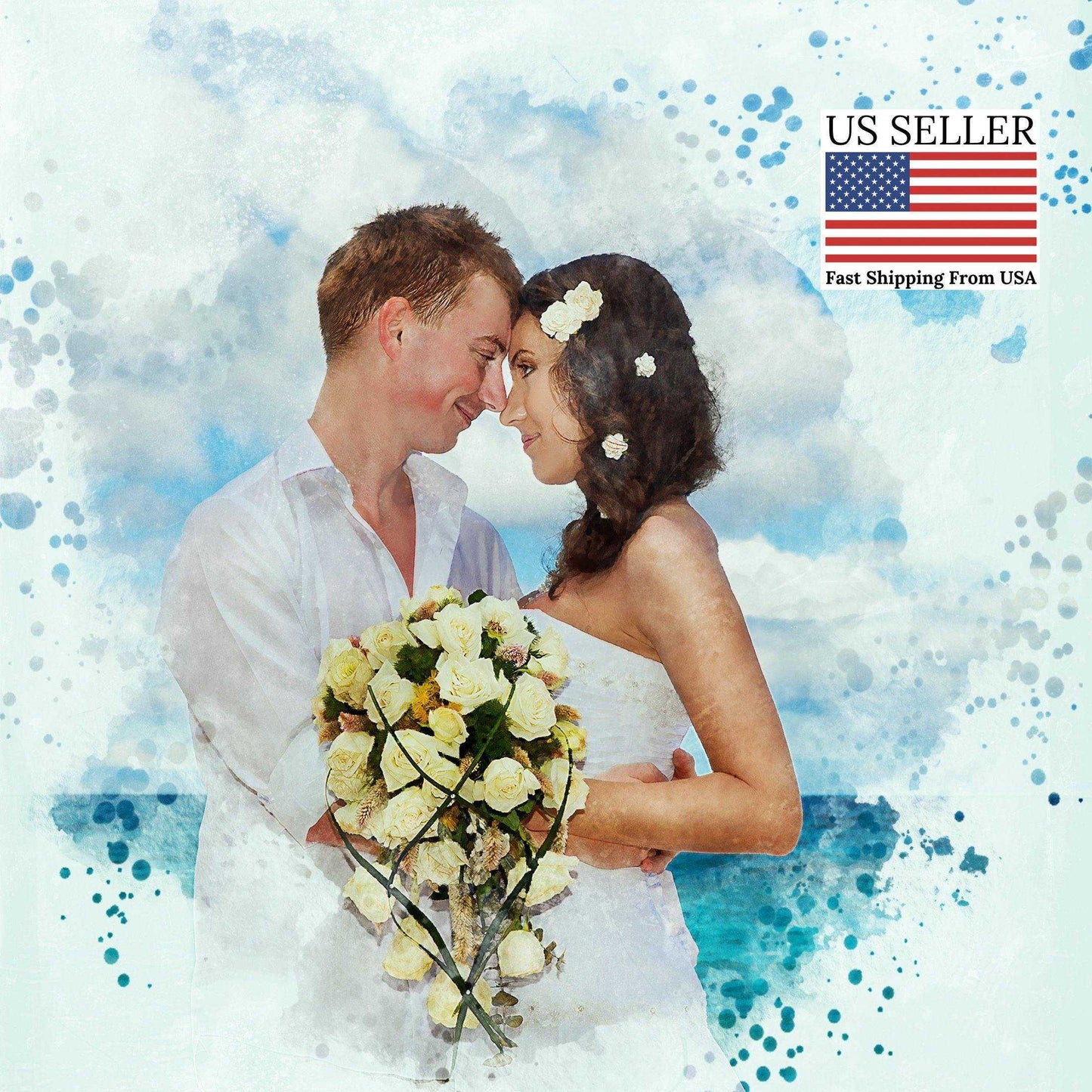 Custom Painting from Photo, Personalized Wedding Painting, Family Portrait Painting, Painted Couple Portrait on Canvas - FromPicToArt