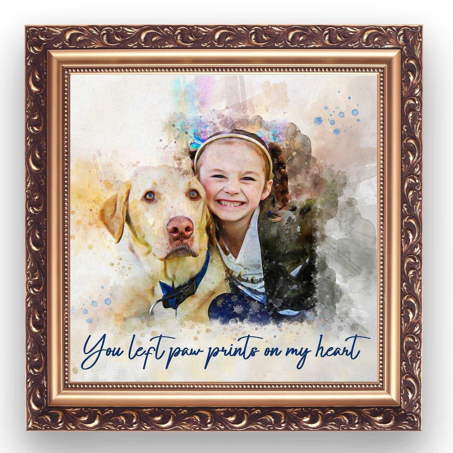 Custom Pet Loss Gifts, You Left Paw Prints On My Heart Painting, Pet Sympathy Gift, Meaningful Memorial Gift - FromPicToArt