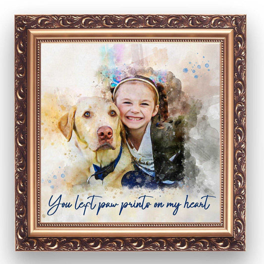Custom Pet Loss Gifts, You Left Paw Prints On My Heart Painting, Pet Sympathy Gift, Meaningful Memorial Gift - FromPicToArt