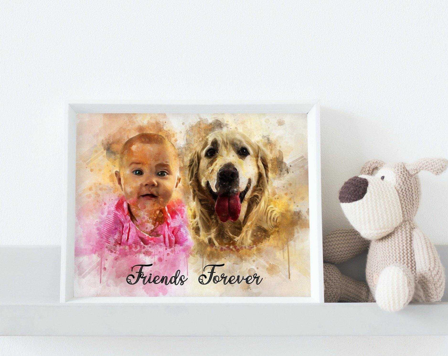 Custom Pet Paintings from Photo, Personalized Pet Portrait on Canvas - FromPicToArt
