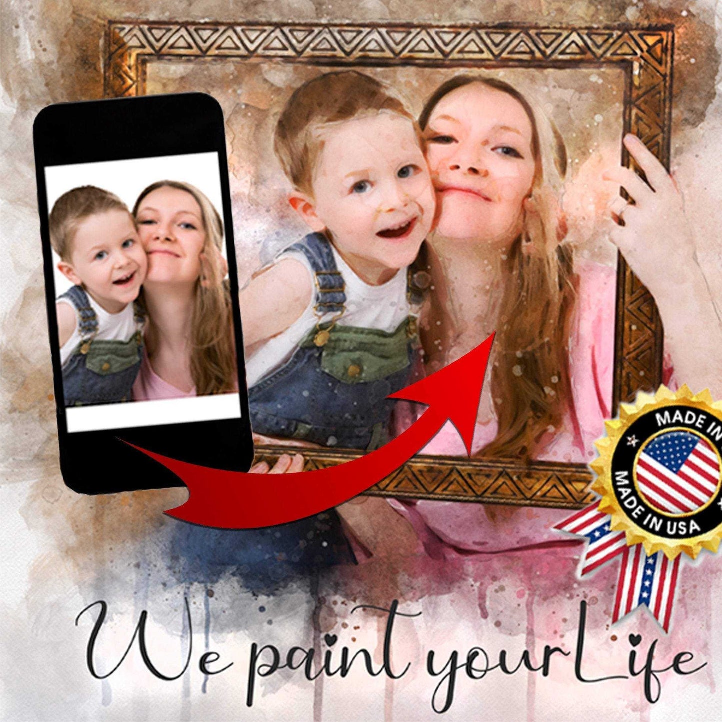 Custom Pet Paintings from Photo, Personalized Pet Portrait on Canvas - FromPicToArt