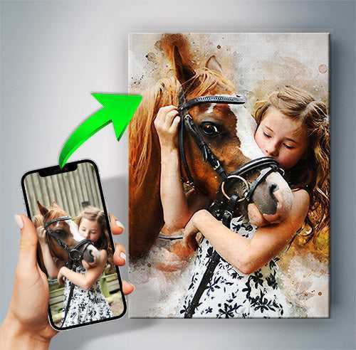 Custom Pony Painting | Personalized Pony Portrait on Canvas | Custom Painting from Photo - FromPicToArt