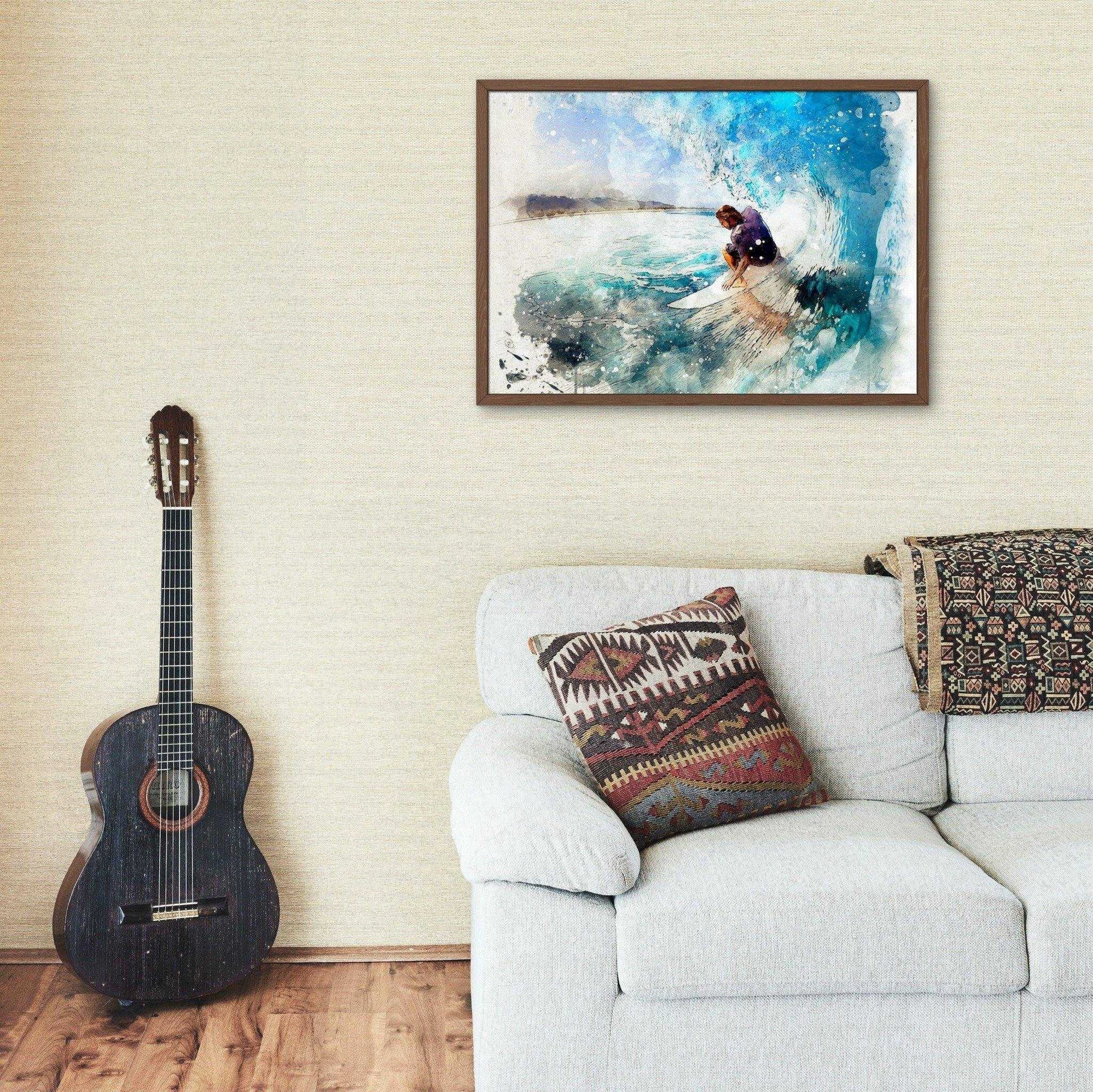 Custom Surfer Art, Custom Gift for Surfer, Surf Poster, Custom Surfer Painting, Personalized Surfer Portrait from Photo - FromPicToArt