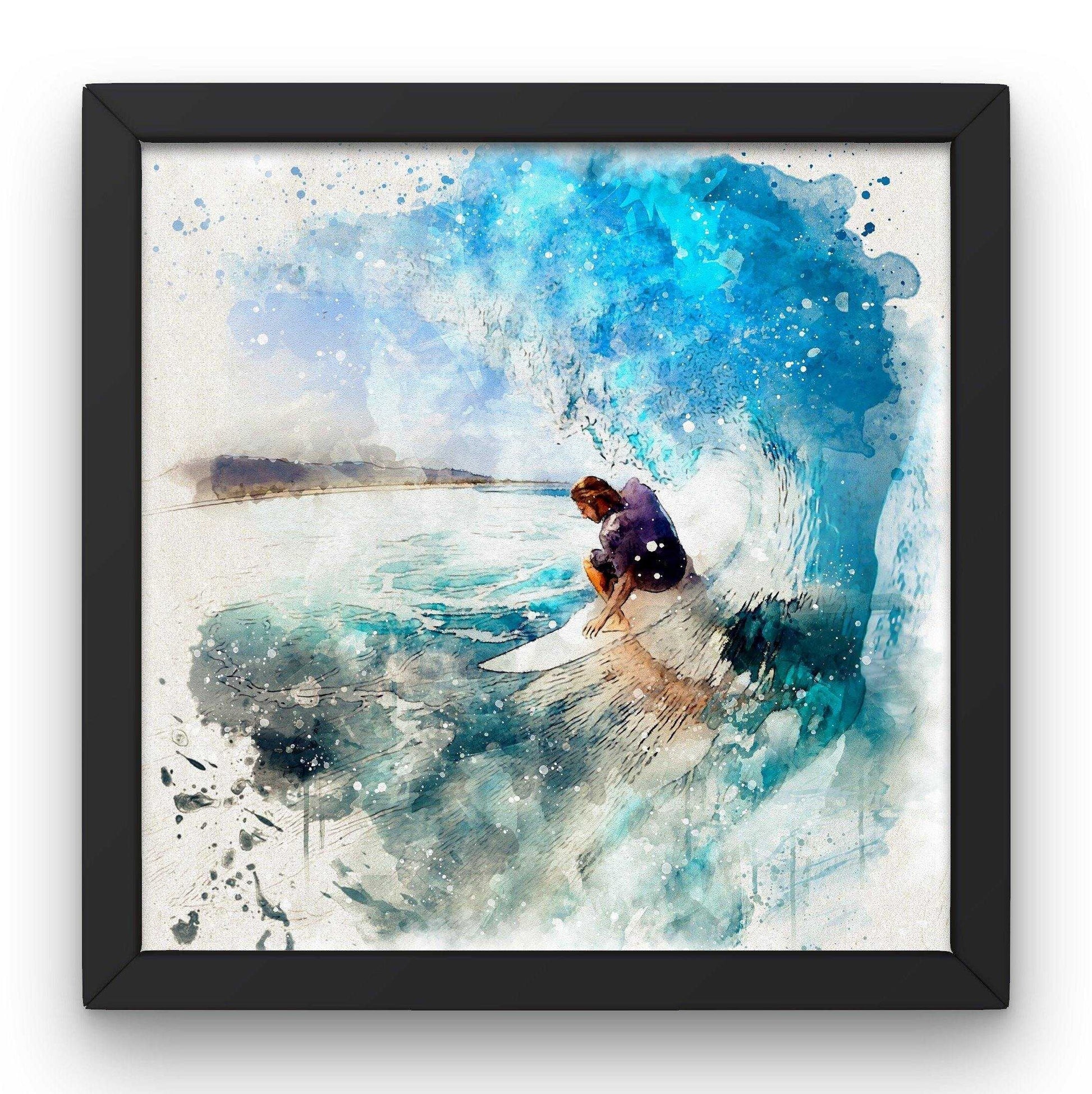 Custom Surfer Art, Custom Gift for Surfer, Surf Poster, Custom Surfer Painting, Personalized Surfer Portrait from Photo - FromPicToArt