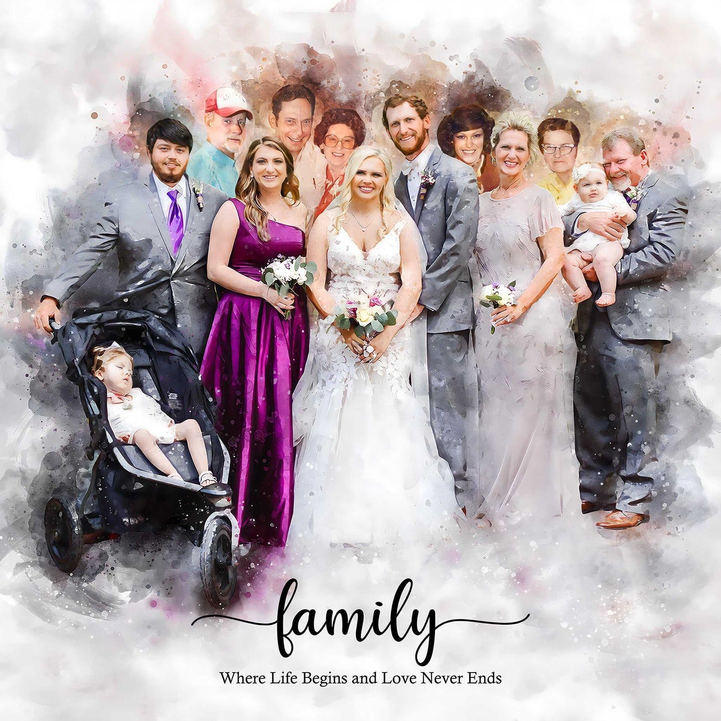 Custom Wedding Gift | Personalized Wedding Painting on Canvas | Custom Wedding Portrait From Photo - FromPicToArt