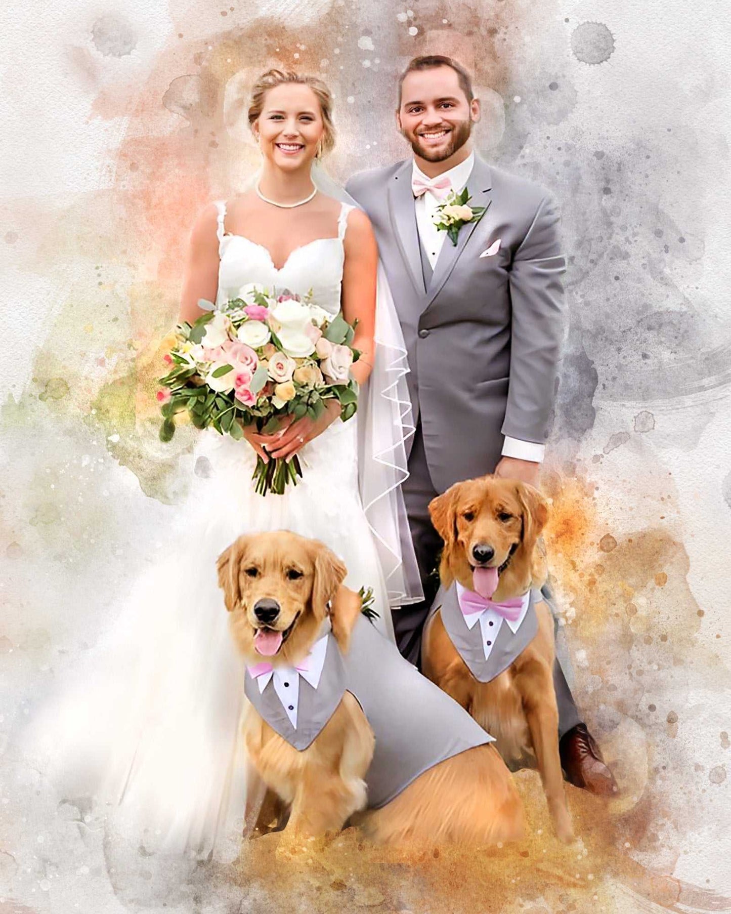 Custom Wedding Painting ❤️ Custom Watercolor Wedding Portrait - FromPicToArt