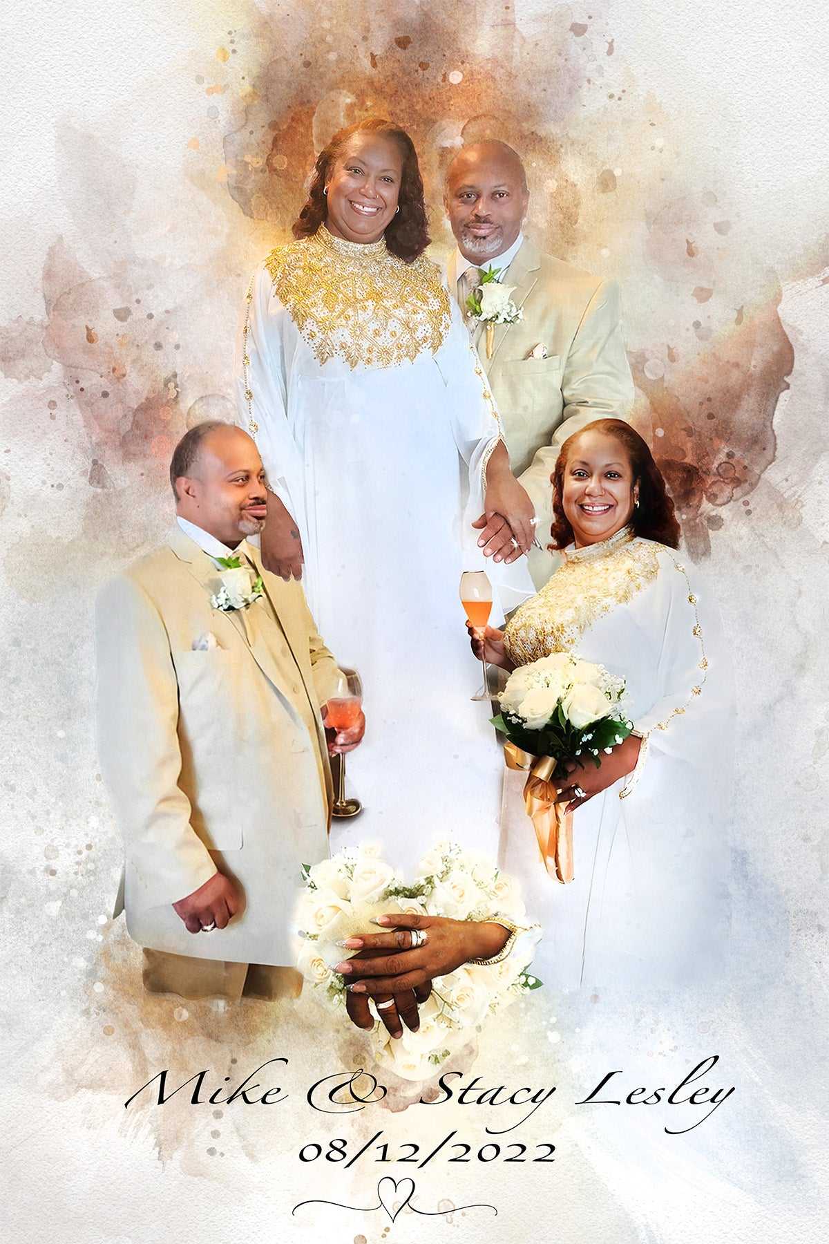 Custom Wedding Painting ❤️ Custom Watercolor Wedding Portrait - FromPicToArt