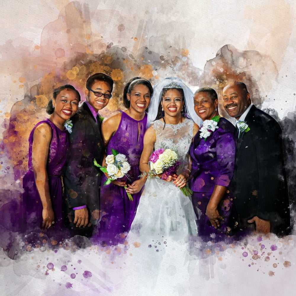 Custom Wedding Painting ❤️ Custom Watercolor Wedding Portrait - FromPicToArt