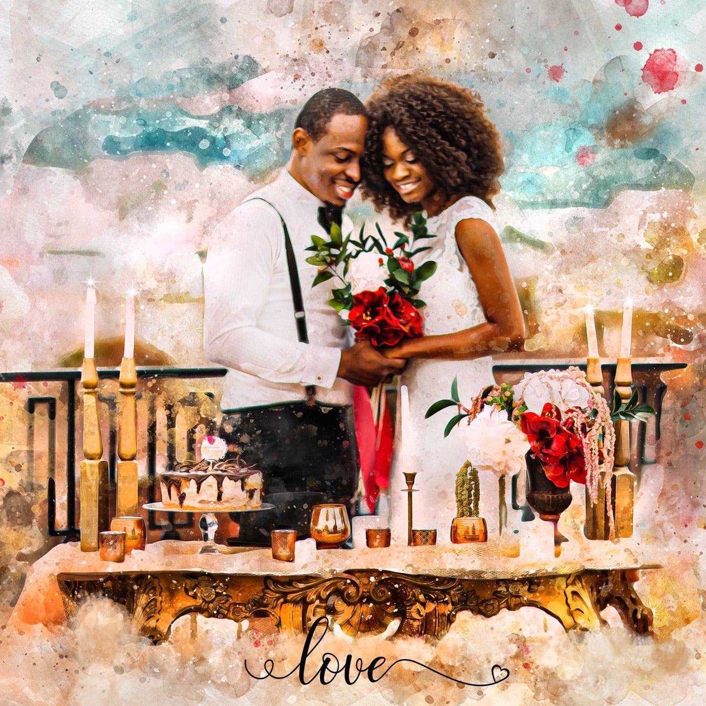 Custom Wedding Portrait | Personalized Couple Painting | Custom Portrait Painting - FromPicToArt
