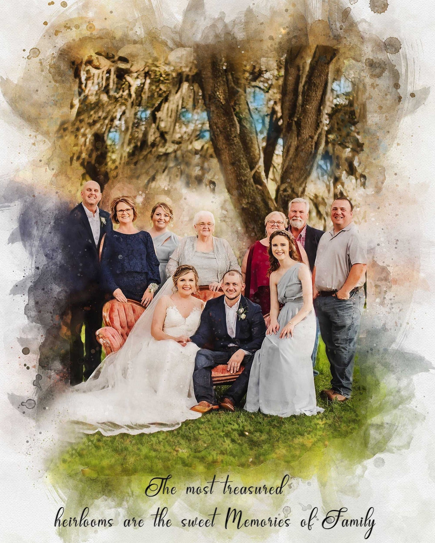 Custom Wedding Portrait | Personalized Couple Painting | Custom Portrait Painting - FromPicToArt