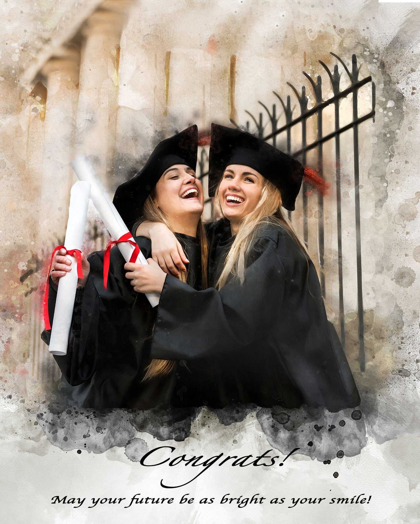 Graduation Gifts for best Friends 🎓 Custom Portrait from Photo | Friend Graduation Gift - FromPicToArt